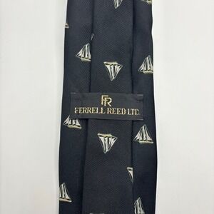 Ferrell Reed Ltd Mens Sailboat Silk Blend Tie Black Nautical Sailing Regatta